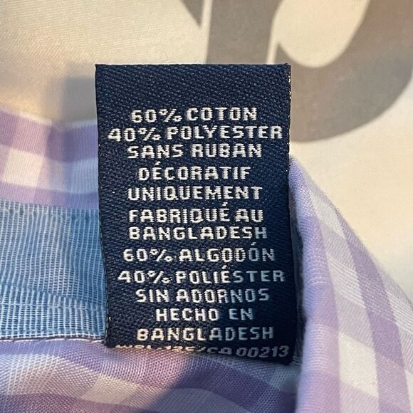 Chaps Long Meadow Classic Fit Button Down Shirt Lavender White Gingham Check M - Picture 5 of 6